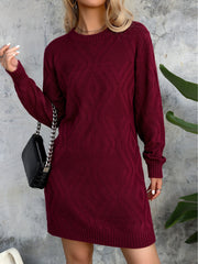 Cozy Fall & Winter Essential: Long Sleeve Bodycon Knit Mini Dress for Women, Casual Crew Neck, Perfect for Cold Weather