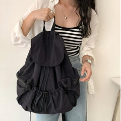 INGVN  New Backpack Fashion Casual Nylon Cloth Shoulder Bags For Women Light Large Capacity School Bag Designer Luxury Solid Color