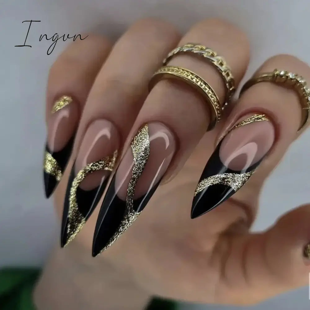 24Pcs 3D Long Almond False Nails Red Nude Ballet Stiletto Wearable Fake Nails MilkTea Color Jelly Full Cover Press On Nail Tips
