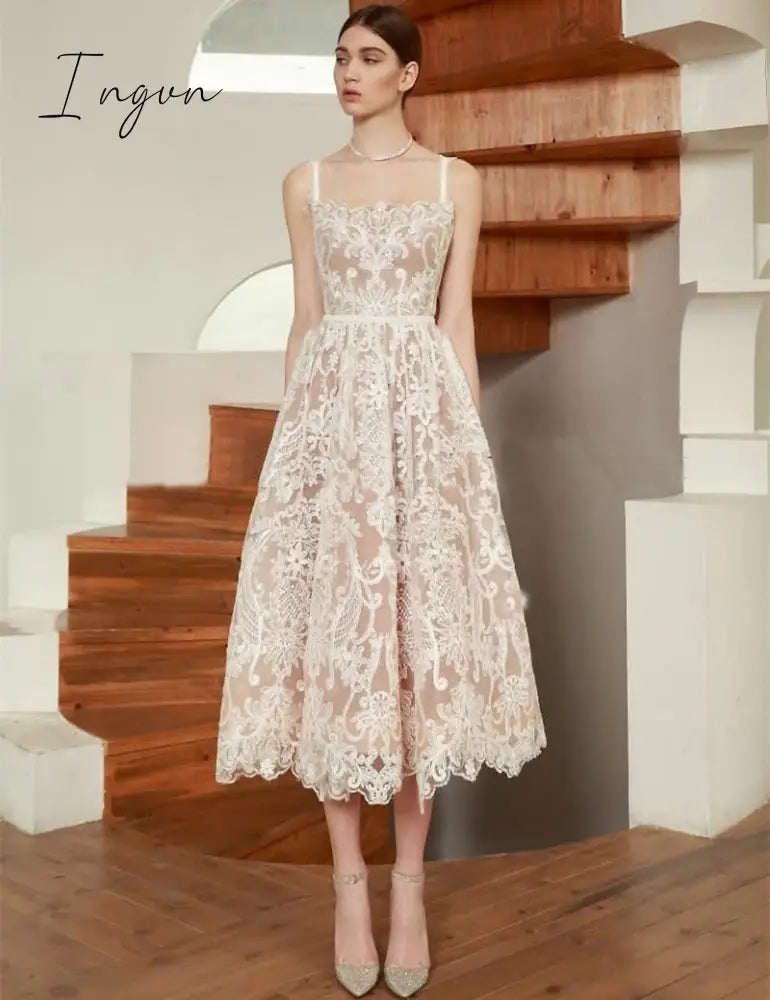 Ingvn - Boho Woman Dresses 2023 Summer Embroidery Runway Backless Sexy Party Dress Beach Sleeveless Spaghetti Strap Sundress Women Lace