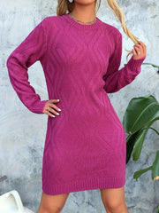 Cozy Fall & Winter Essential: Long Sleeve Bodycon Knit Mini Dress for Women, Casual Crew Neck, Perfect for Cold Weather