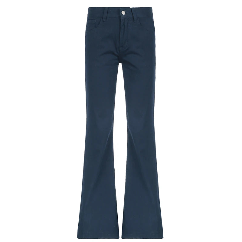 Blue Low Rise Jeans Casual Baggy Straight Denim Pants y2k Streetwear Basic Women Jeans Vintage 90s Trousers Korean Style