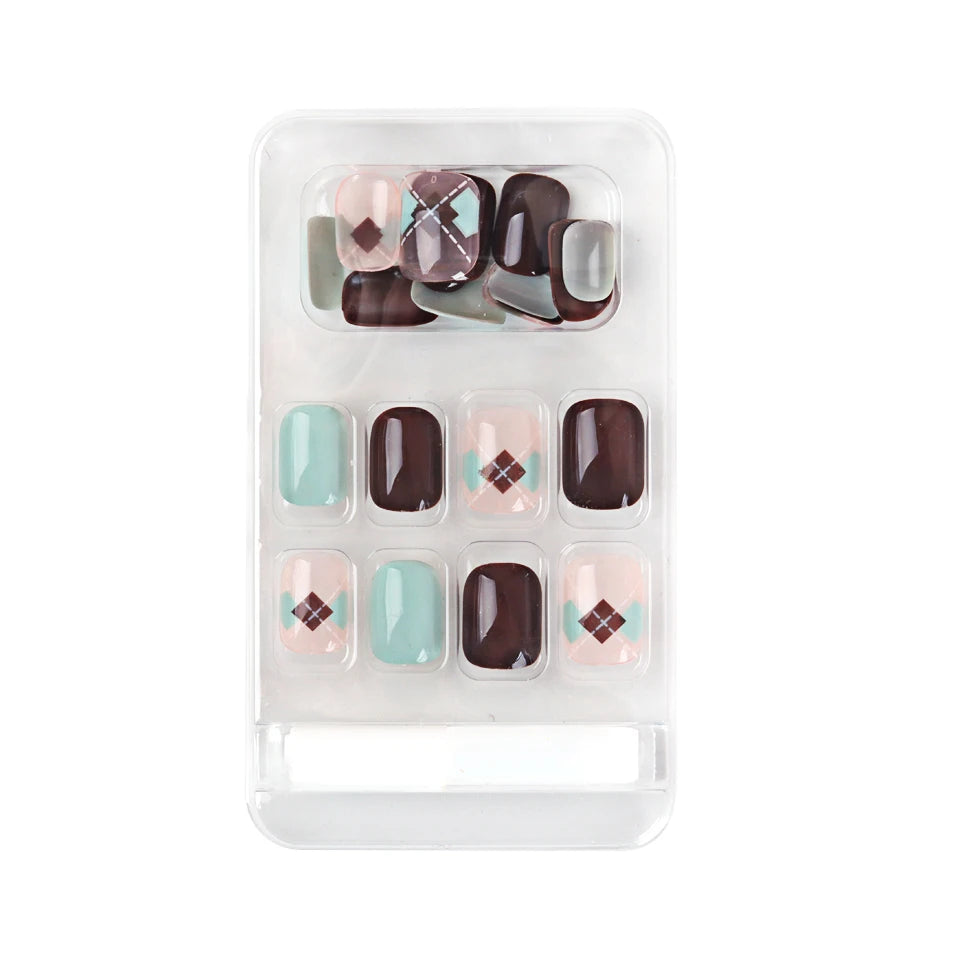 24Pcs/Box Sweet Short Round/Point Head False Nail Art Full Cover Detachable Artificial Fake Nails Ballerina Press on Nails Tips