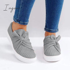 Ingvn - Women Knitted Twist Slip On Sneakers
