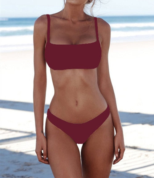 New Solid Women Sexy Bikini Set Push Up Swimming Suit Fashion Swimsuit Low Waist Two-Piece Swimwear Bathing Wear Female Biquini