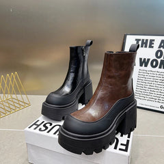 Ingvn  Vintage Punk Style Women Ankle Boots Fashion Modern Short Booties Ladies Elegant Thick Heels Botas Mujer