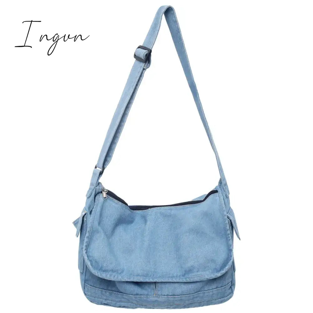 Ingvn - Denim Women's Bag 2024 New Eco Reusable Ladies Handbags Canvas Shopping Travel Shoulder Bags Unisex Jeans Crossbody Bag Shoppers