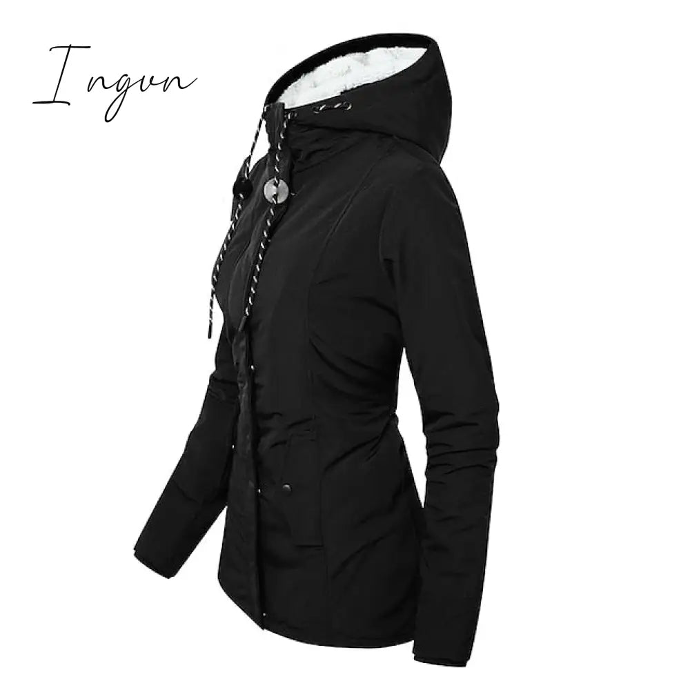 Ingvn - Women's Parka Street Fall Winter Long Coat Windproof Warm 3 in 1 Loose Casual Sports Jacket Long Sleeve Solid Color Zipper Purple Blushing Pink  Waterpoof  Daily Wear Down  Parkas  Lined