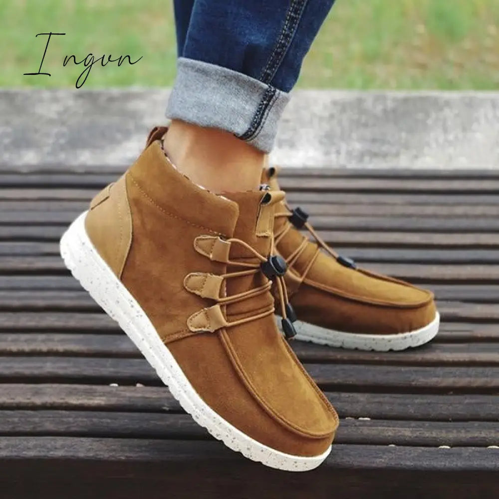 Ingvn - Casual Laced Front Ankle Boots