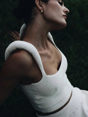 Mozision Backless Knit Sweater Crop Tops For Women Vest Fashion Spaghetti Strap Sleeveless Knitted Tank Tops Ladies Camis Tops