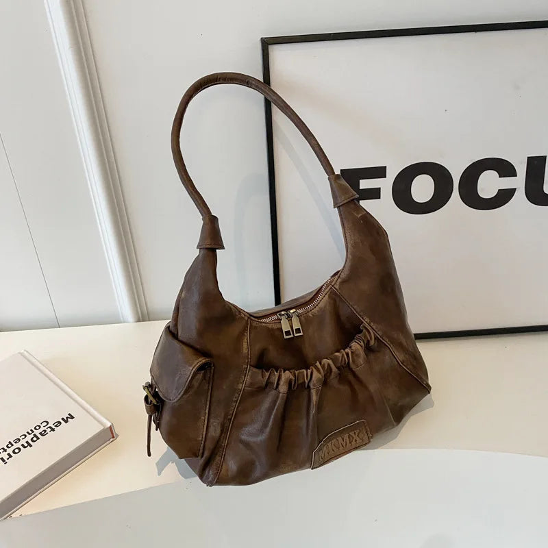 INGVN  Luxury Design Fashion Zipper Underarm Bag Streetwear Grunge Vintage Handbags Japanese Y2k Aesthetic Shoulder Bags Women Casual