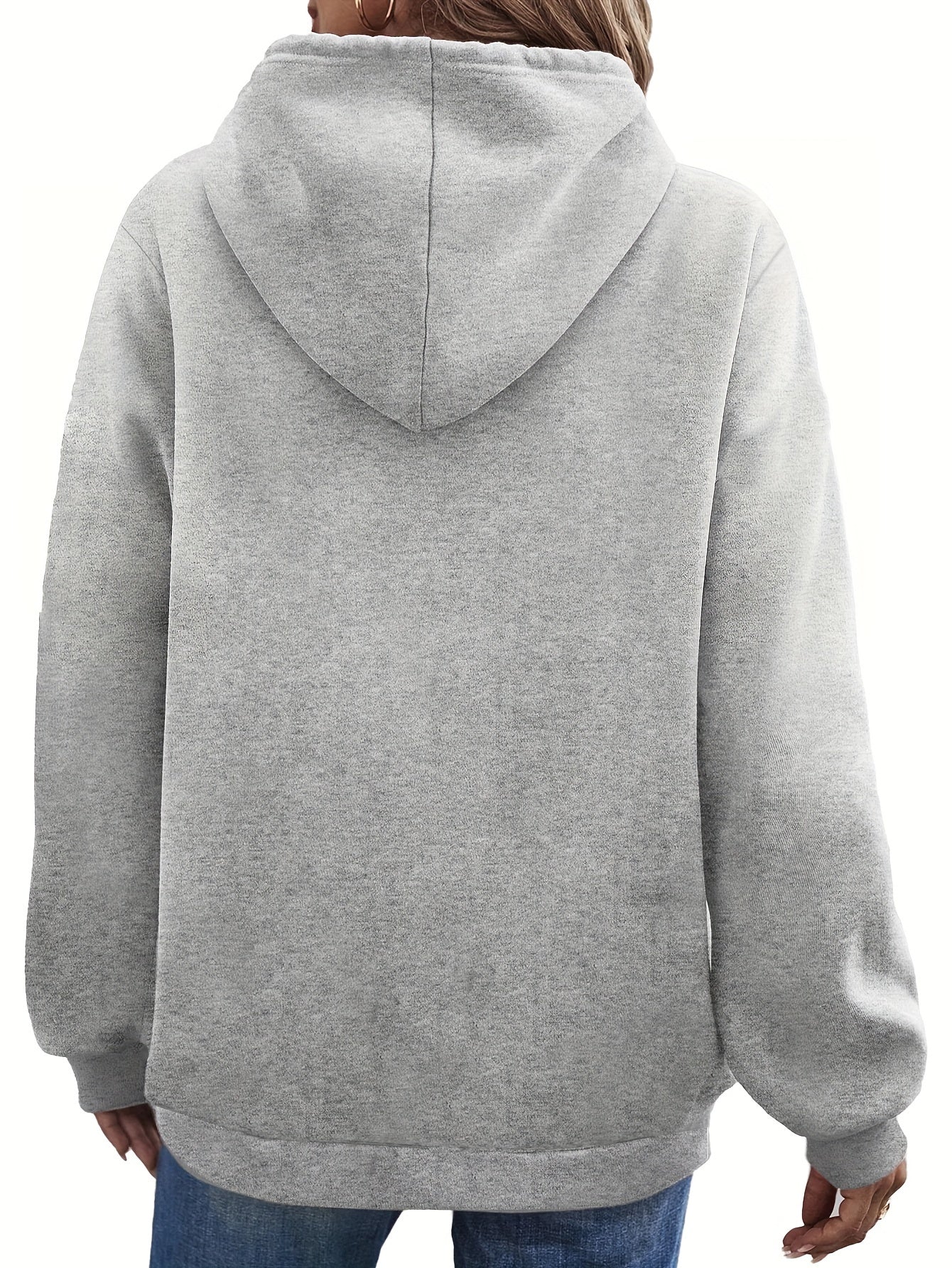 Ingvn  Letter Print Kangaroo Pocket Hoodie, Casual Long Sleeve Drawstring Hoodies Sweatshirt, Women's Clothing