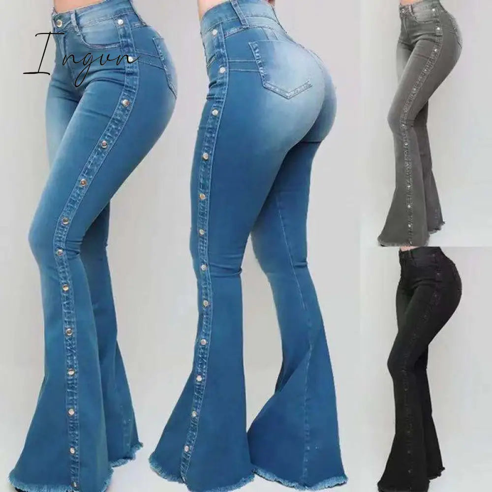 Ingvn - Spring Casual Baggy Jeans Women Fashion High Waist Jeans Mom Denim Trousers Overalls Oversize Boyfriend Pants Vintage