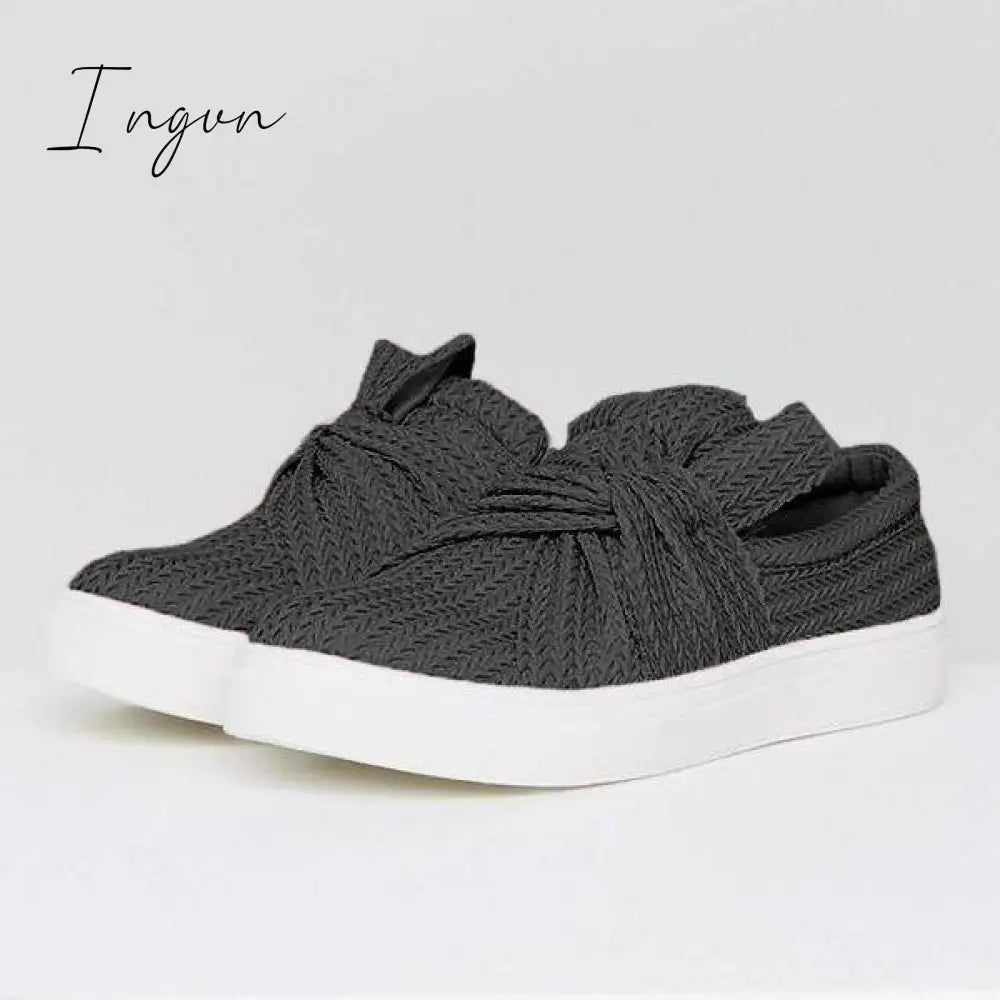 Ingvn - Women Knitted Twist Slip On Sneakers