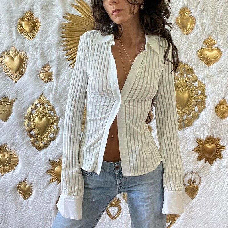 Women Y2K Sheer Mesh Crop Tops Long Flare Sleeve See Through Blouses Sexy Low Cut Cardigan Shirts Trendy Streetwear
