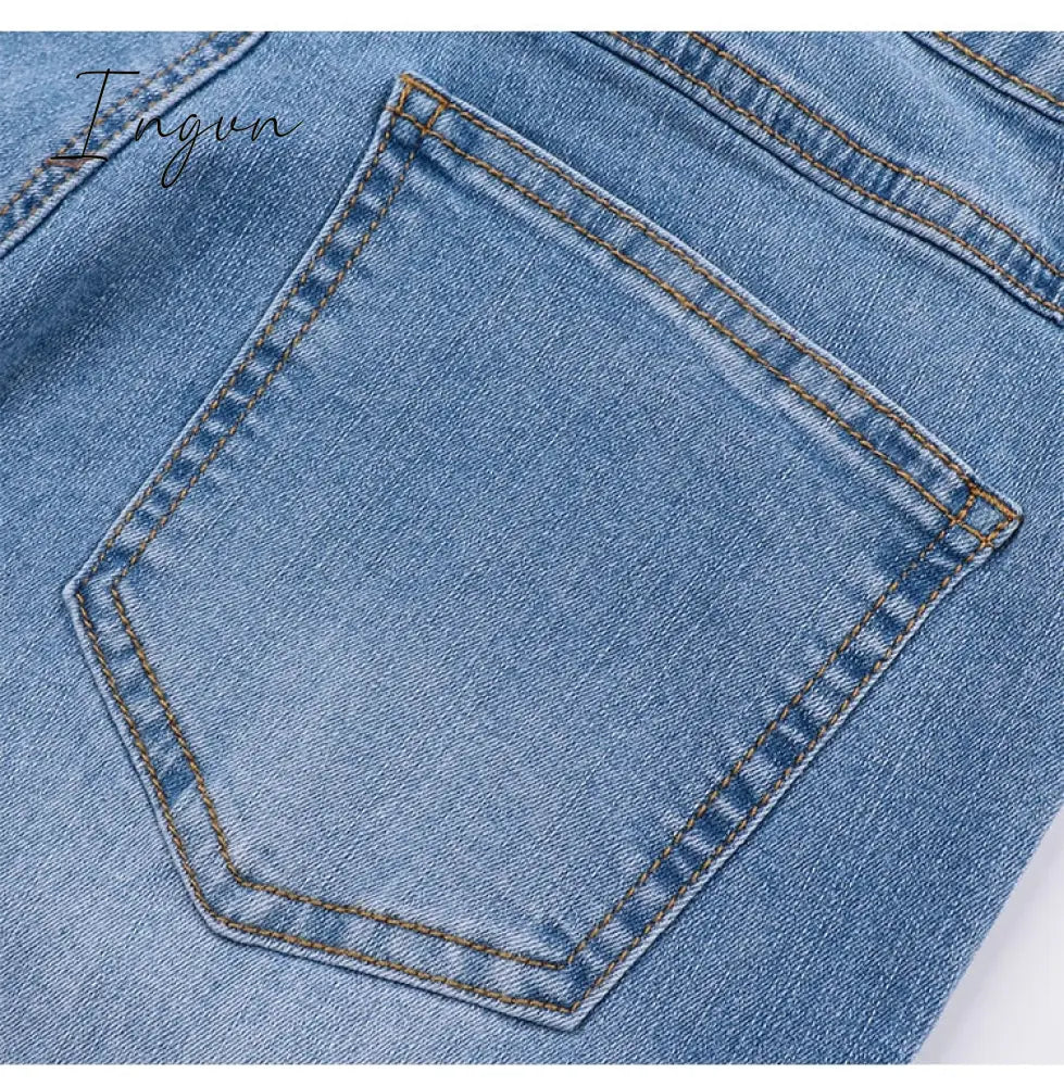 Ingvn - Shaping Skinny Jeans Women High Waist Stretch Ripped Denim Pants Hip Fit Leggings Slim Elastic Mom Jean Casual Comfy Trousers