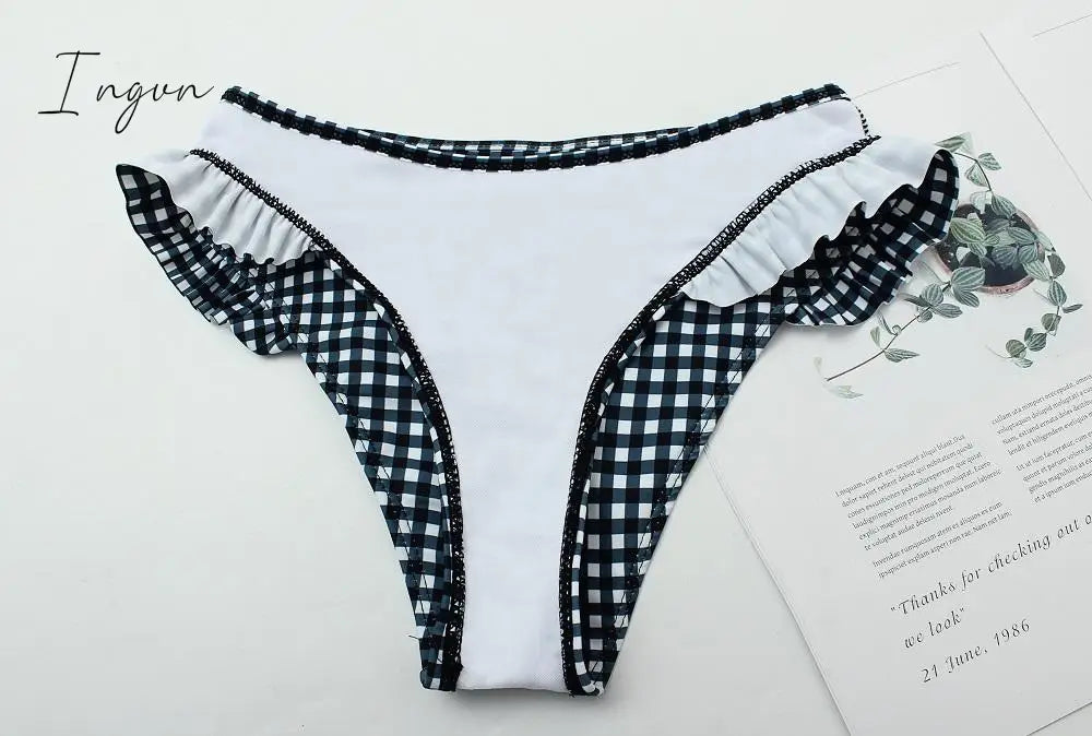 Ingvn - Plaid Split Swimsuit