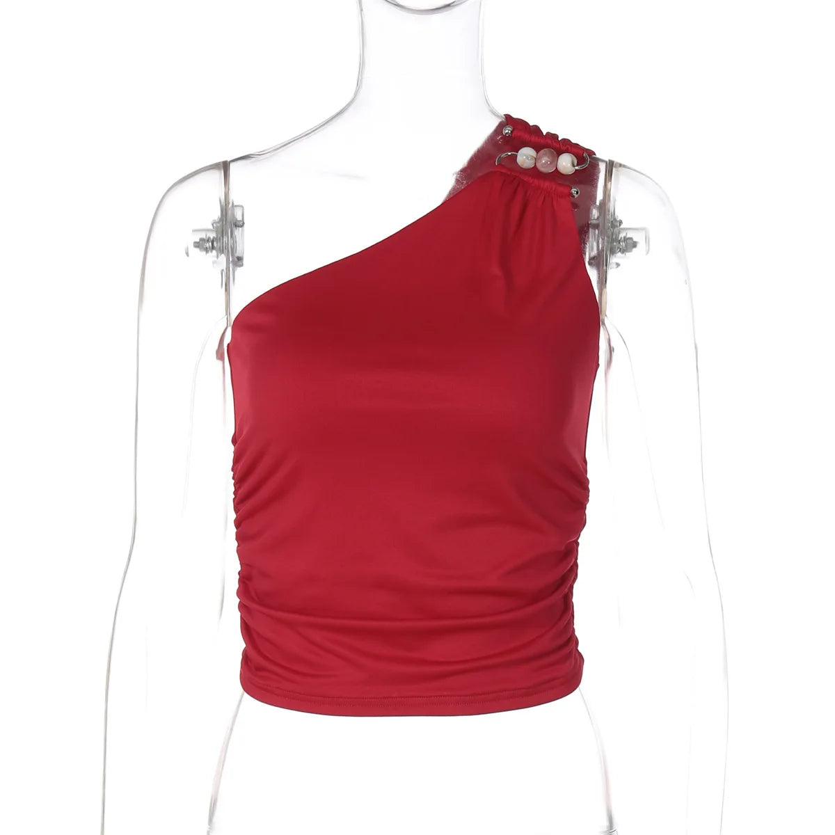 Oblique Shoulder Sleeveless Crop Tops For Women One Shoulder Backless Sexy Tank Tops Female Skinny Club Tops Elegant