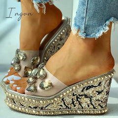 Ingvn - Open Toe Studded Rivet Heeled Sandals