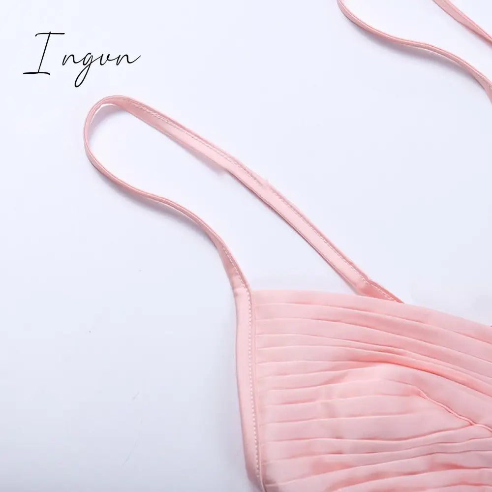 Ingvn - Satin Spaghetti Strap Sexy Mini Dress Women Robe Summer New Deep V Neck Sleeveless backless Club Party Dress Vestido