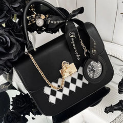 INGVN  Cute Lolita Party Itabag Summer Kawaii Japanese Sweet Bow-knot Handbags for Women White PU Leather Messenger Bag