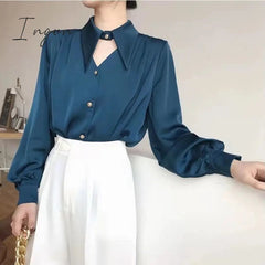 Ingvn - 2023 Spring shirt Elegant OL Chic Turn-down Collar Long Sleeve tops Women's Top Blouse women shirts and blouses Female Clothing