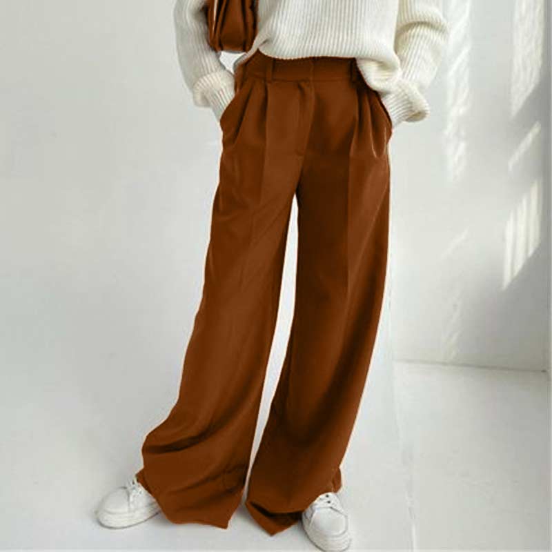 Voguable  Women High Waist Pants Casual Loose Office Lady Trousers Spring Summer New Fashion Solid Wide Leg Floor-Length Pants Female