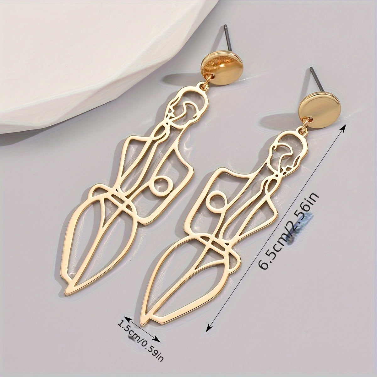 1 Pair Exquisite Abstract Human Figure Dangle Earrings - Elegant Simplistic Modern Style, Cute Statement Jewelry for Daily Wear, Women's Fashion Accessories with Hypoallergenic Posts and Clasps