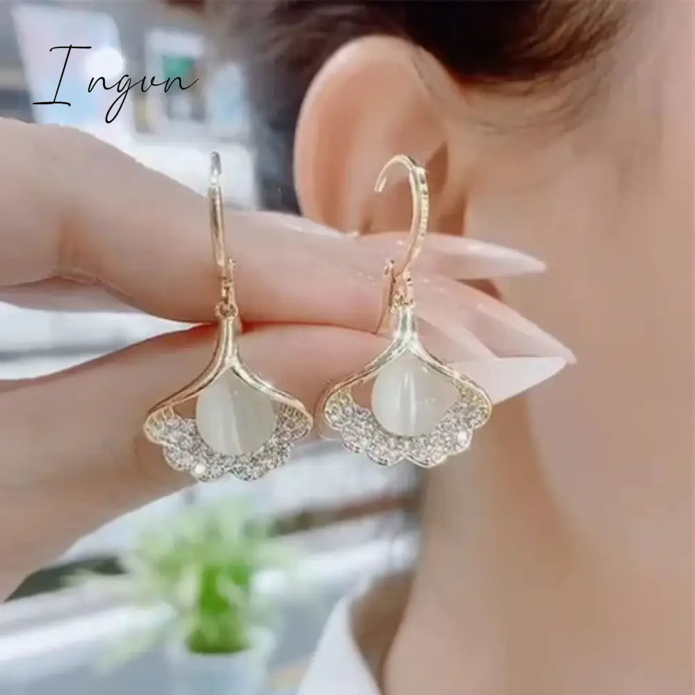 New Purple Crystal Flower Dangle Earrings For Women Girls Shining Zircon Love Heart Waterdrop Earring Wedding Luxury Jewelry