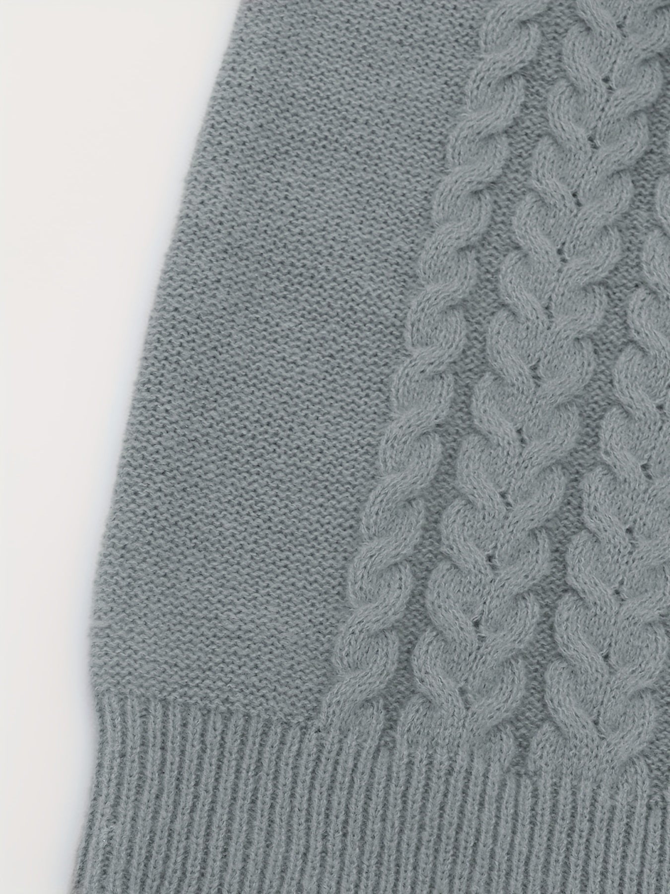 Cozy Plus Size Cable Knit Vest - Women's Solid V Neck Medium Stretch Sweater - Soft, Casual, and Comfortable for Daily Wear