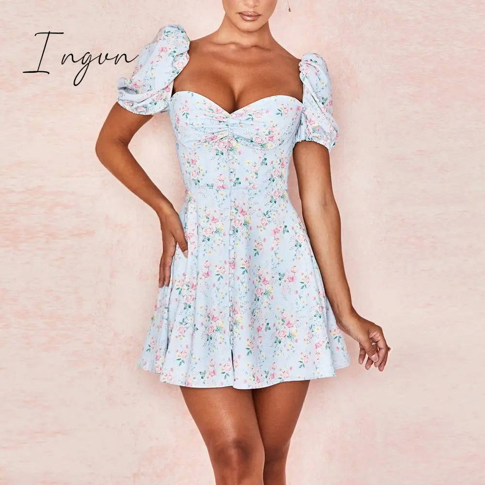 Ingvn - Vintage Solid Button Midi Dress Sexy Party Club Bodycon Strapless High Split Dresses Women Spring Autumn Casual Vestidos