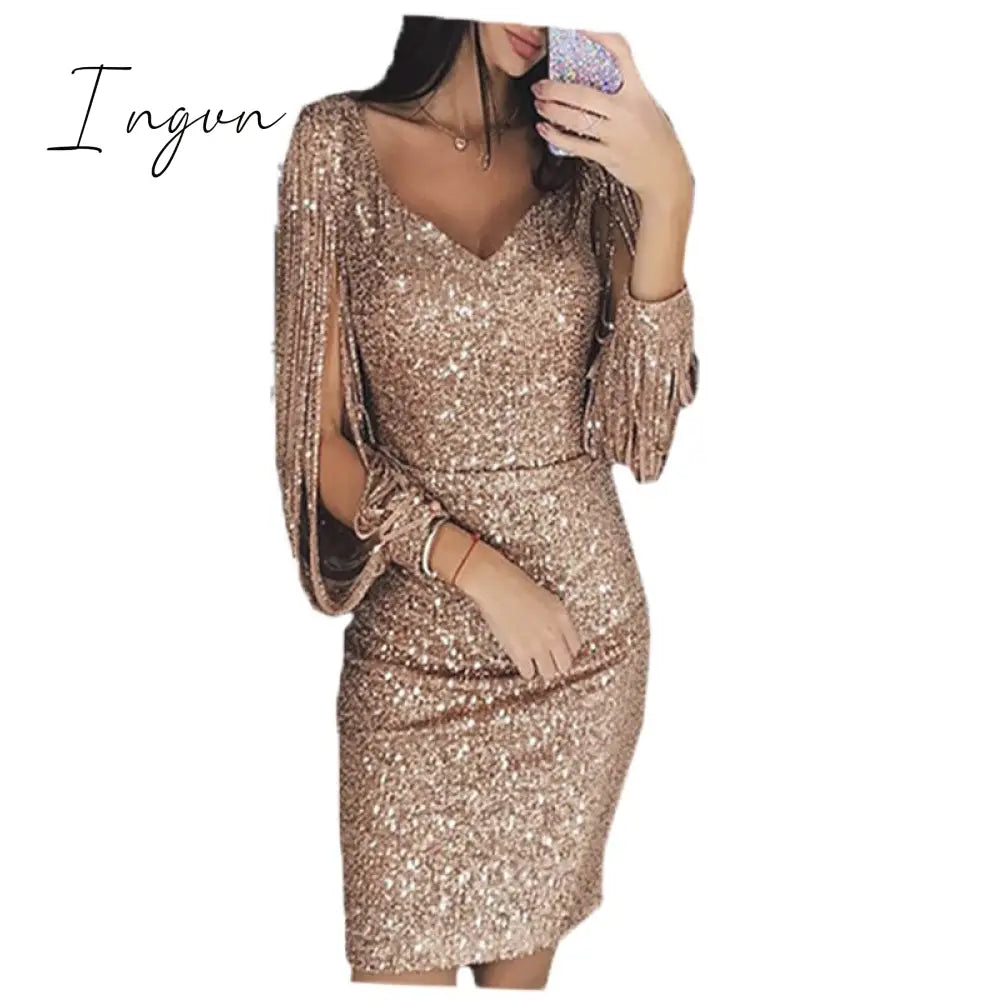 Ingvn - Spring Autumn Solid Women's Tunic Lady Evening Party Dresses Off Shoulder High Waist Long Dress Elegant Sexy Club Vestidos