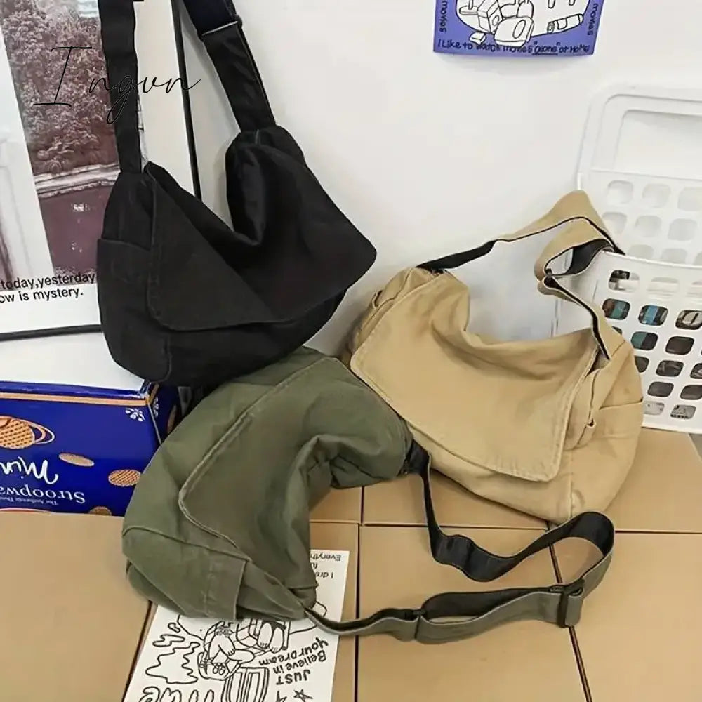 Ingvn - Women's Messenger Bag Vintage Handbag Canvas Teenager Shoulder Tote Bags Casual Handbag Crossbody Handbags