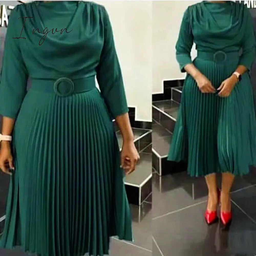 Ingvn - Elegant African Dresses for Women Spring Summer Africa Clothing Office Lady Party Slim Dress Dashiki Ankara Outfits Robe