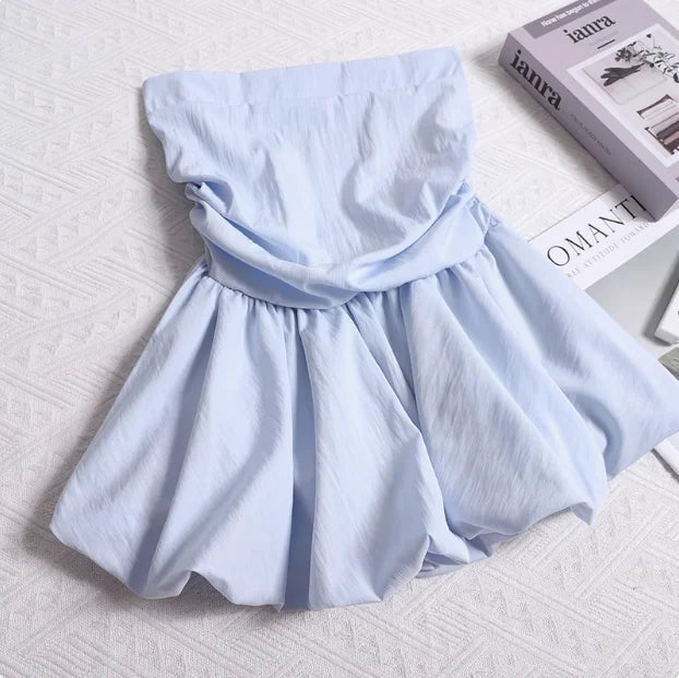 French One Shoulder Pleated Slim Tube Top Women Sexy Waist Ruffled Sleeveless Vests Summer Y2k Solid All Match Tanks