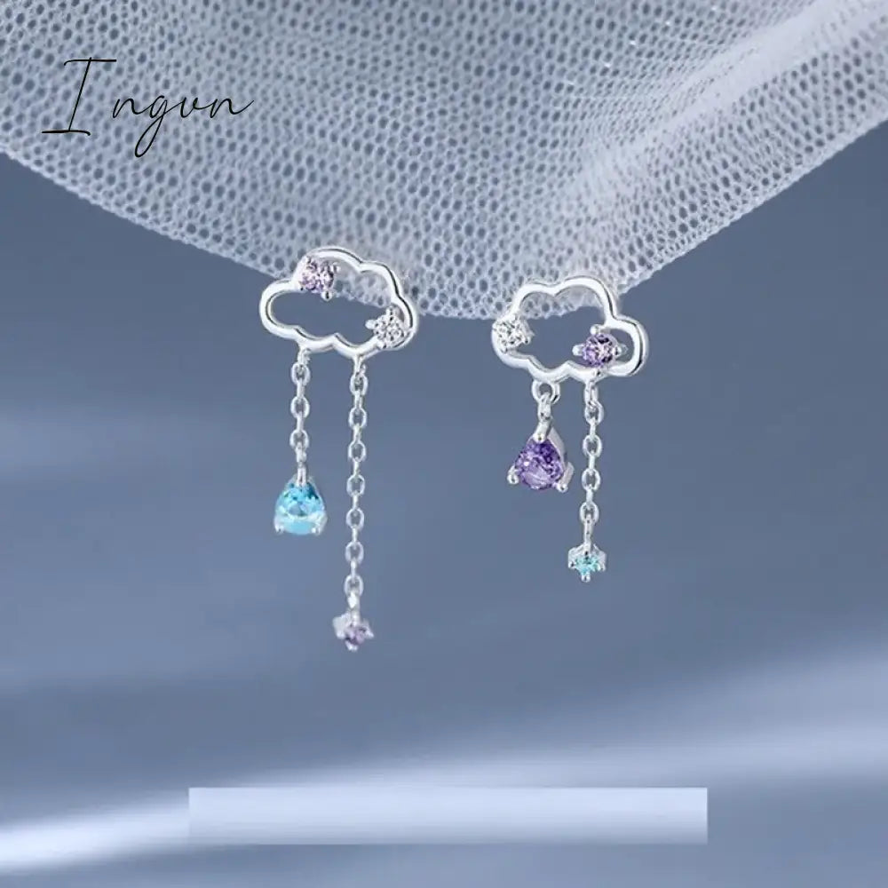 Korean New Light Luxury Zircon Moon Star Asymmetric Stud Earrings For Women Crystal Cloud Pearl Earring Girl Jewelry Gifts