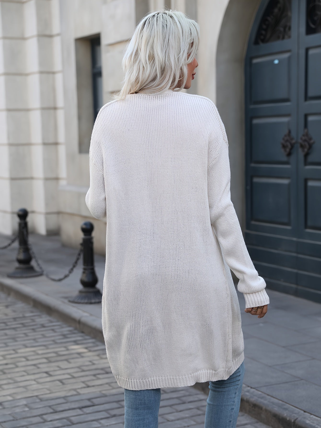 Stylish Solid Color Long Sleeve Mid-Length Open Front Cardigan - Women's Elegant Cardigans for Spring & Fall - Comfortable, Versatile, and Chic Clothing for Everyday Wear