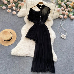 Ingvn - Summer Women Sexy Irregular Dress Elegant Female Ruffle Off Shoulder Slim High Waist Vestidos Green/White/Pink Robe New Fashion