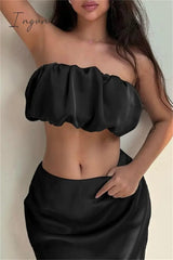 Sexy Solid Backless Strapless Sleeveless Two Pieces