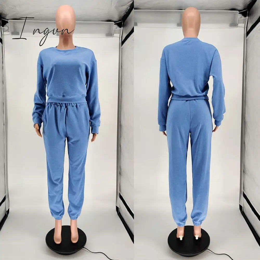 Ingvn - Women Tracksuit Set Jogger Matching Sets Lounge Wear Autumn Winter Sweatsuits for Women Sport Suit Set Two Piece Outfits Casual