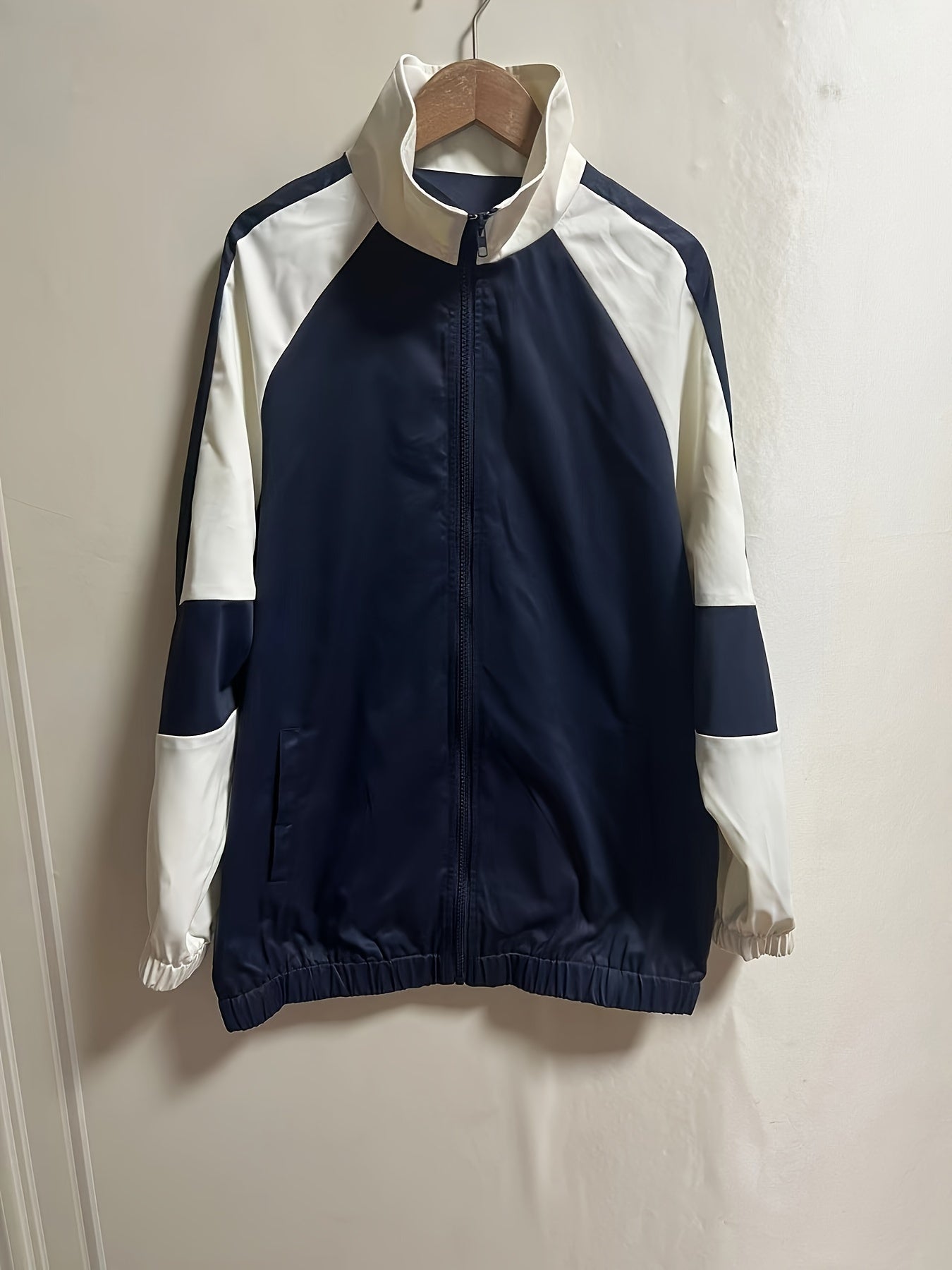 Trendy Y2K Color Block Bomber Jacket for Women - Easy Care, All-Season Comfort with Chic Lapel Neck Design