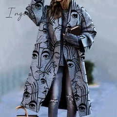Ingvn - Trends Hot Sale Autumn Winter Long Sleeve Pocket Green Outwear Casual Loose Blend Wool Long Overcoat Women Vintage Button Cardigan Tops Jackets