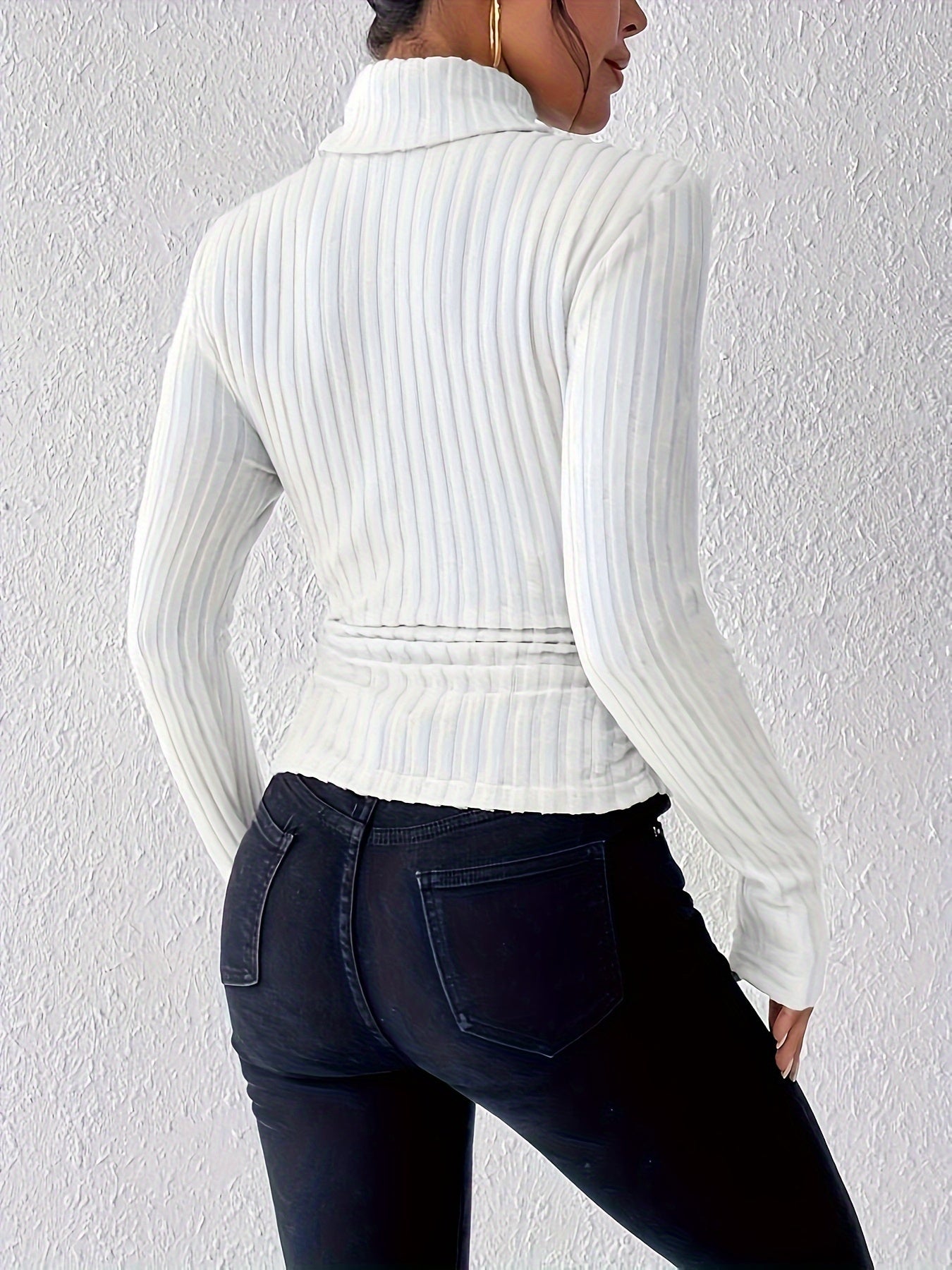 Stylish Ribbed Turtleneck Sweater for Women - Soft, Long Sleeve, Solid Color, Machine Washable, Breathable, and Comfortable - Perfect for Fall and Winter Seasons