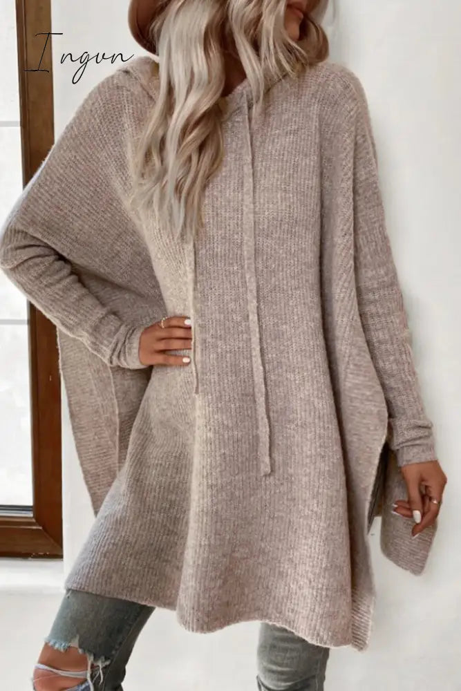 Ingvn - Casual Simplicity Solid Frenulum Hooded Collar Long Sleeve Dresses