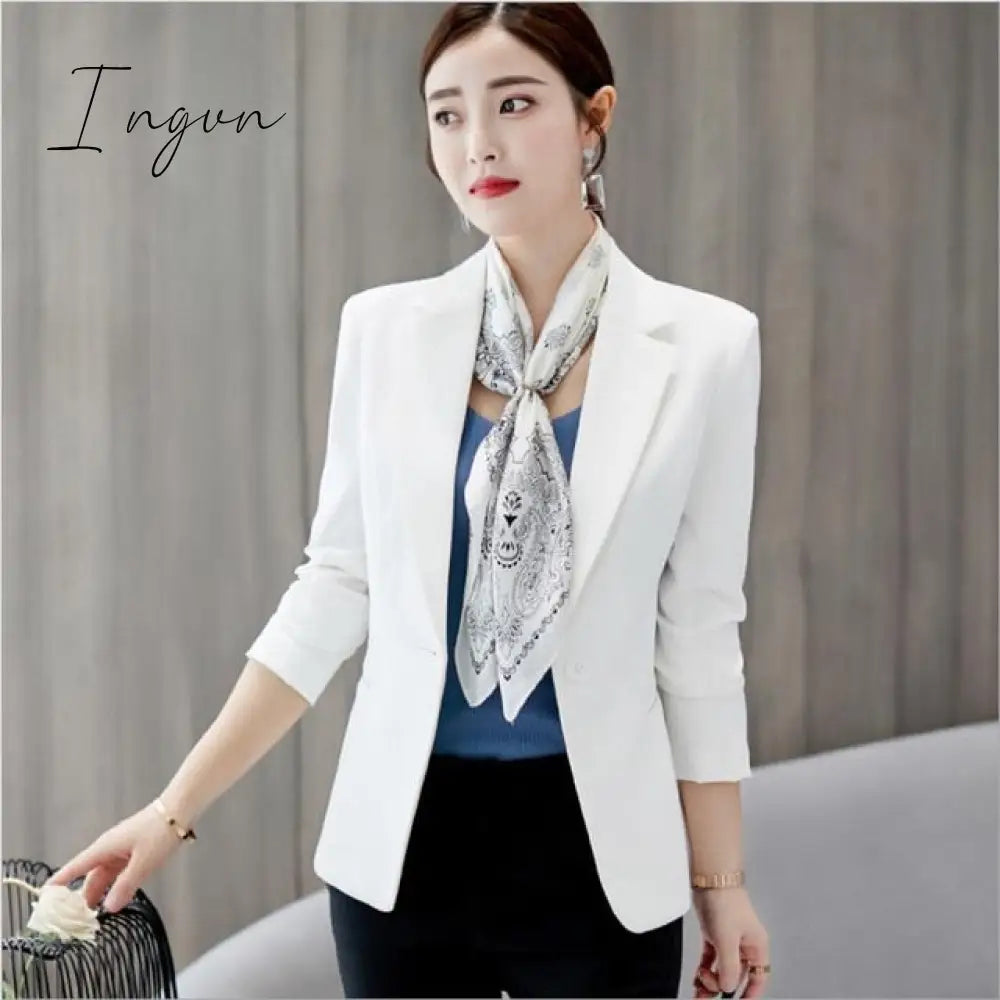 Ingvn - Black Women Blazer Formal Blazers Lady Office Work Suit Pockets Jackets Coat Slim Black Women Blazer Femme Jackets Femme