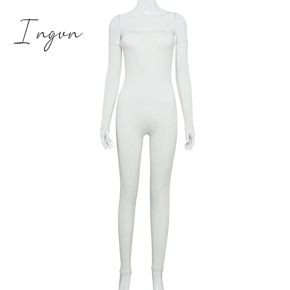 Ingvn - Trends long sleeve slash neck sexy bodycon jumpsuit autumn winter women fashion streetwear outfits stretchy jumper