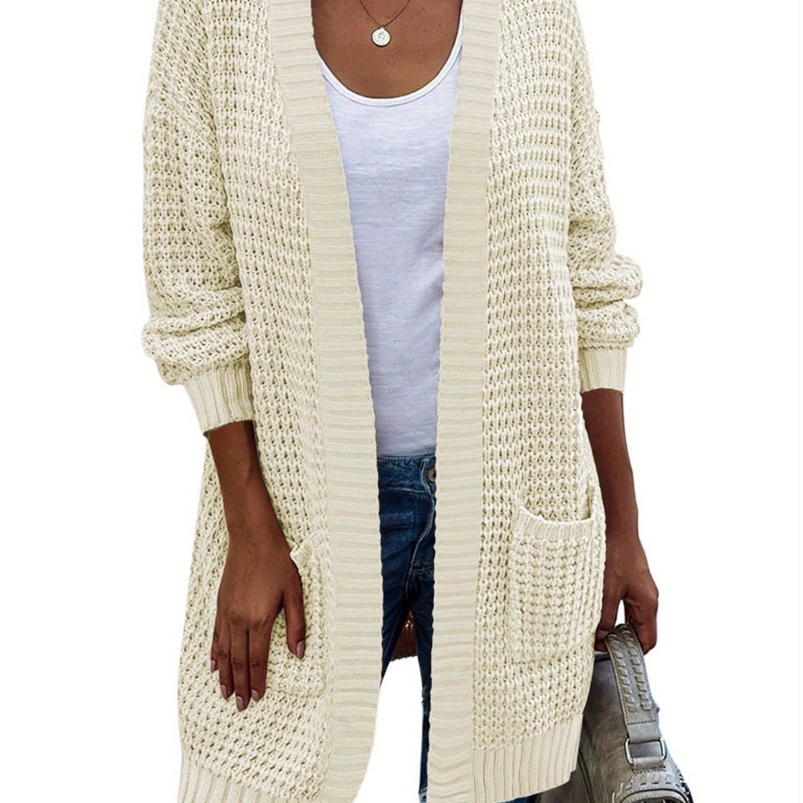 New Season Women's Oversized Lantern Sleeve Open Front Chunky Knit Fall Sweater Cardigan with Cozy Outwear Design