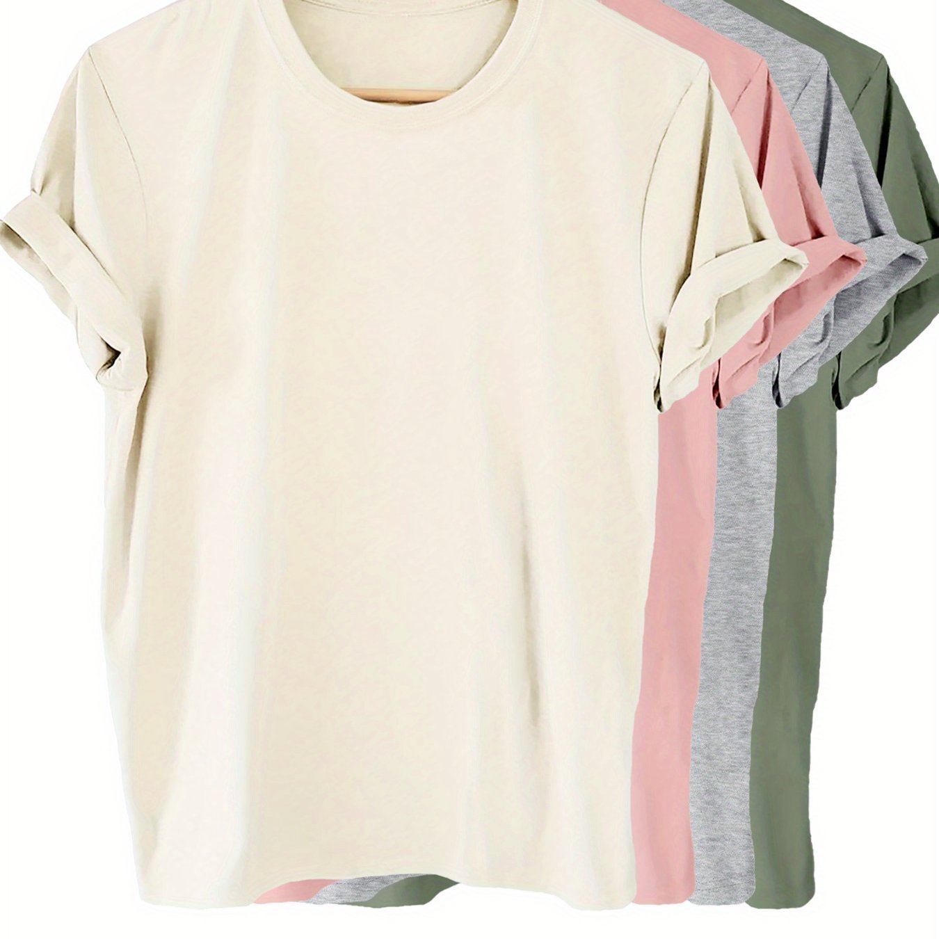 4-Pack Womens Solid Color T-Shirt - Short Sleeve Crew Neck Casual Tops - Soft & Breathable for Summer & Spring Stylish Wear