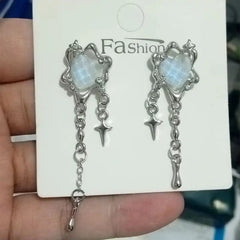 INGVN  Irregular Heart Tassel Star Earrings Women Design Senior Sense of Fashion Personality Earring Y2K Trendy Party Jewelry Gift