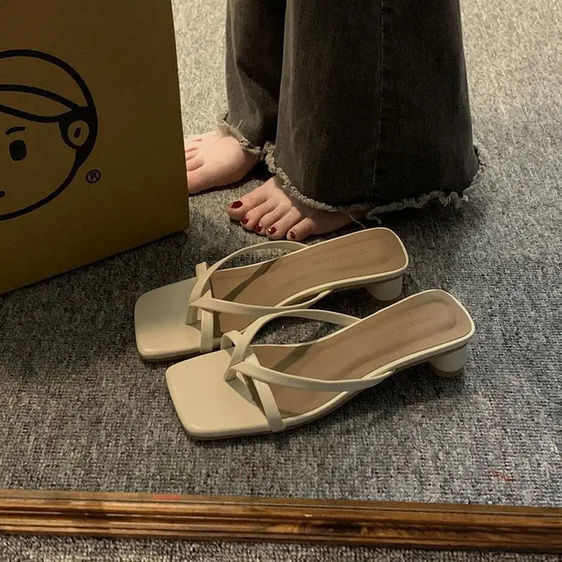 Ingvn  Summer Off White Shoes for Women  Open Toe Slides with Heel Sandals Outside Woman Slippers Flip Flops B Designer Casual Eva